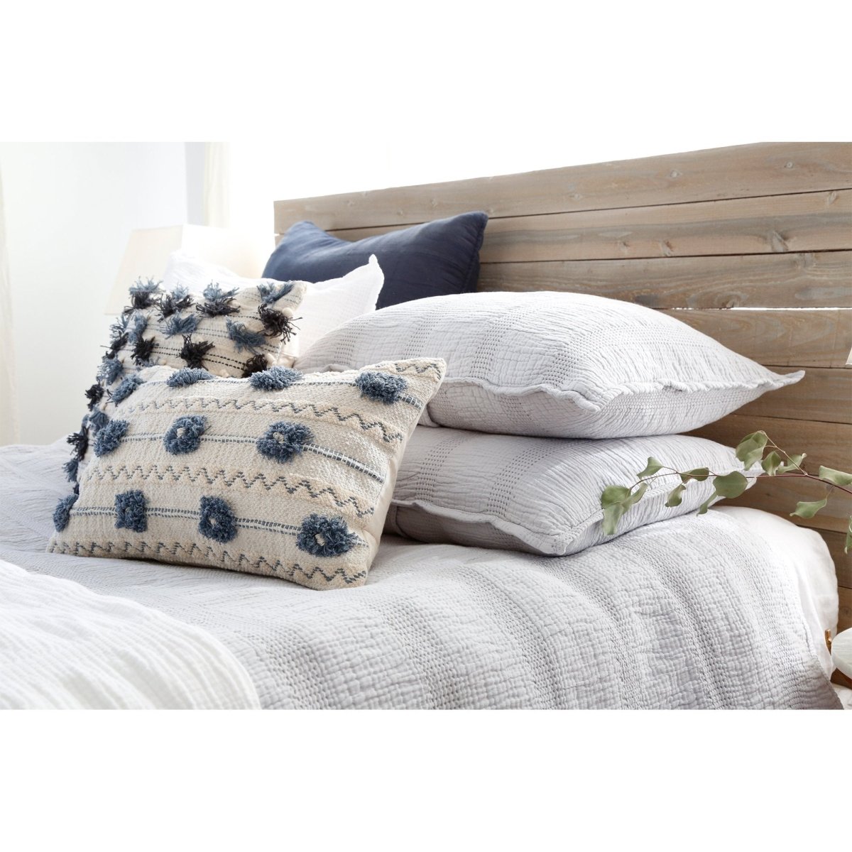 Fig Linens - Pom Pom at Home Soft Grey Shams - Nantucket Metlasse