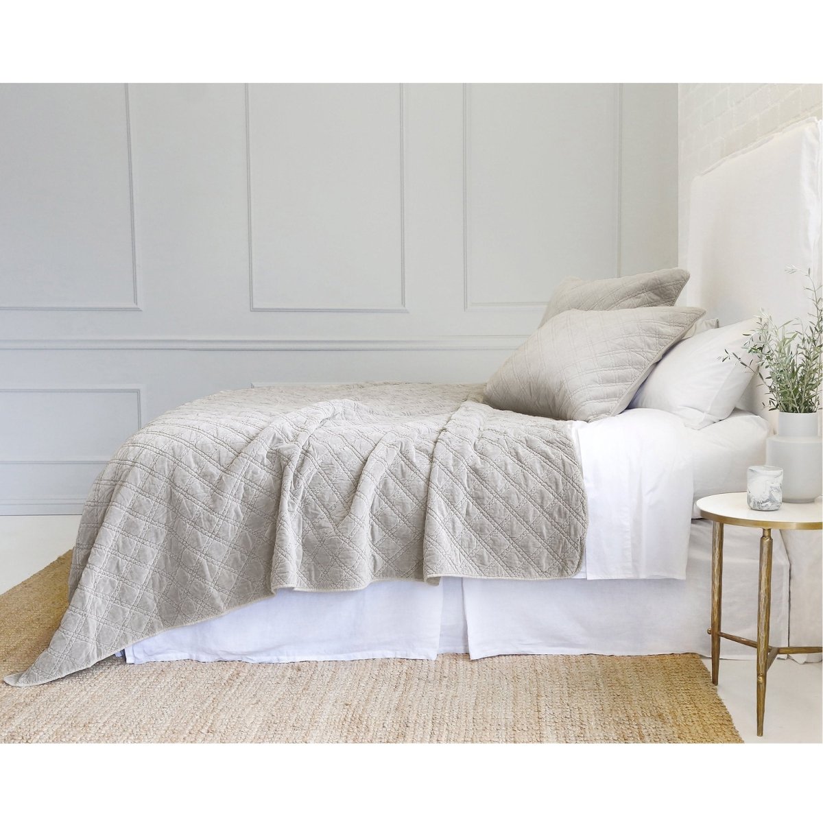 Fig Linens - Pom Pom at Home - Taupe Bedding - Coverlet and sham