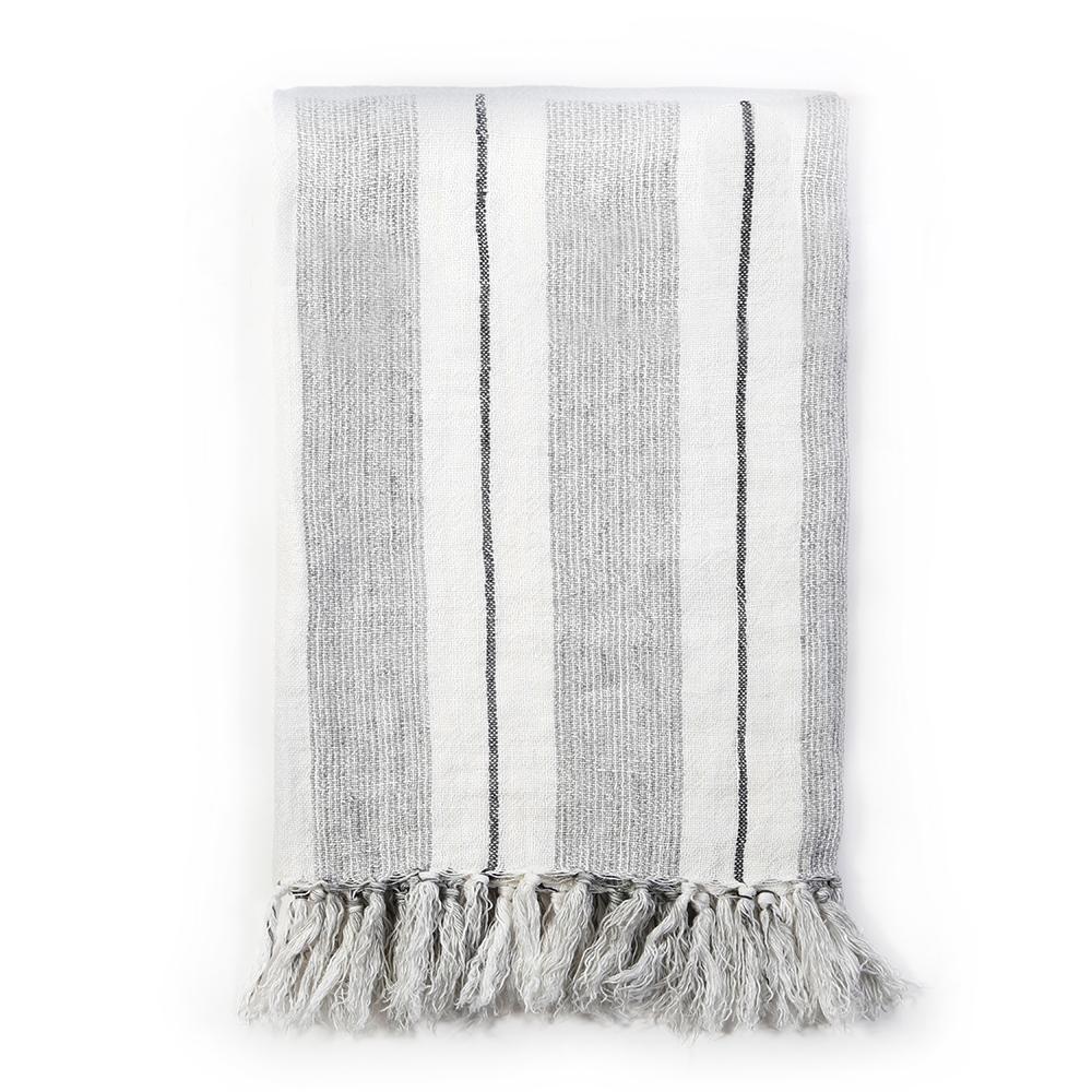 Pom Pom at Home - Laguna Grey & Charcoal Linen Blanket - Fig Linens