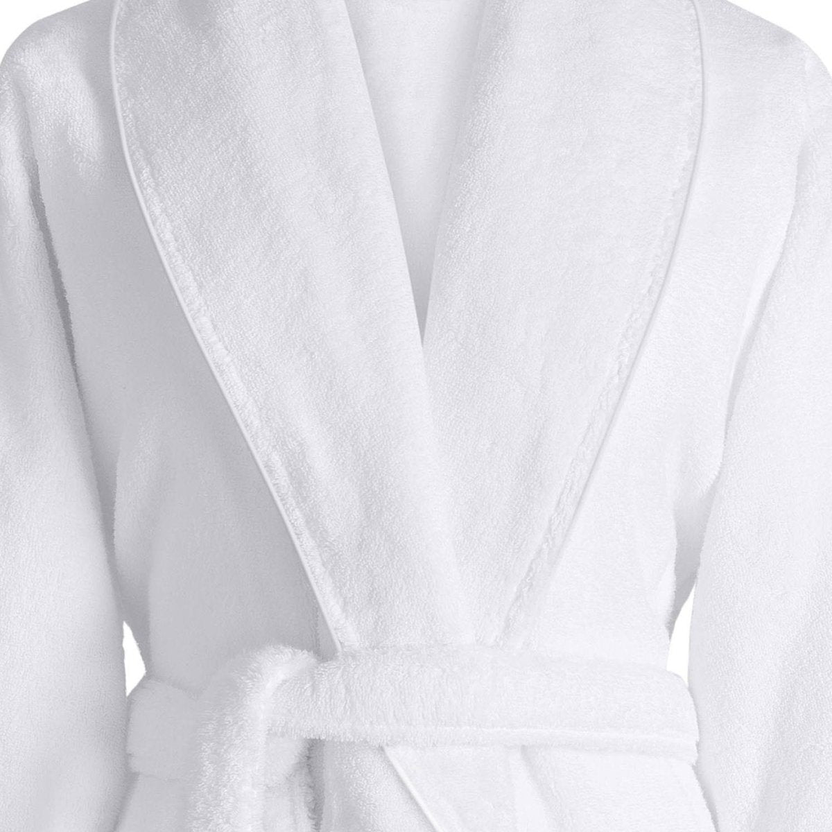 Caresse White Bathrobe by Le Jacquard Français | Fig Linens - Bath Robe with belt and collar