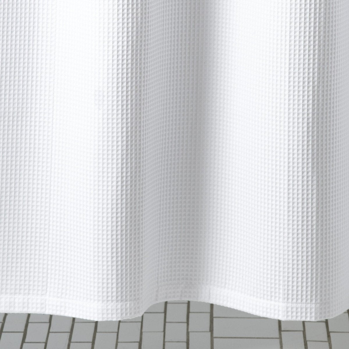 Belgian Waffle White Shower Curtain by Matouk | Fig Linens