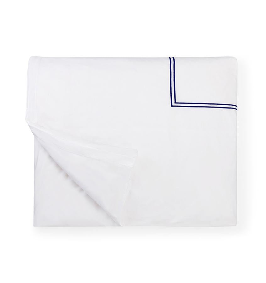 Fig Linens - Sferra Bedding - Grand Hotel White and Navy Duvet