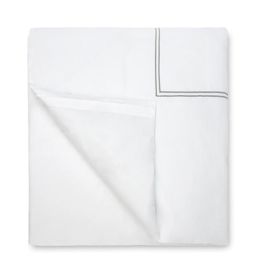 Fig Linens - Sferra Bedding - Grand Hotel White and Silver Bedding