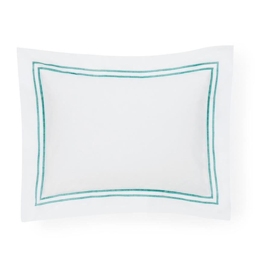 Fig Linens - Sferra Bedding - Grand Hotel White and Aqua Sham