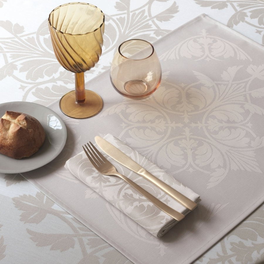 Le Jacquard Français Table Linen Syracuse Beige Fig Linens tablecloth