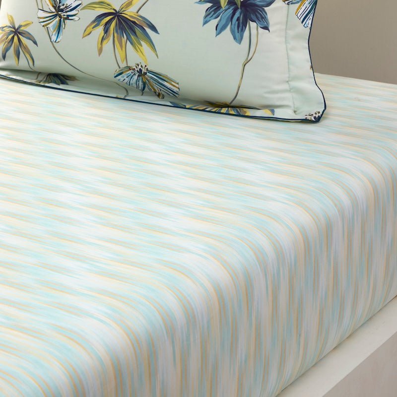 Fitted Sheet - Yves Delorme Tropical Green Bedding - Organic Cotton at Fig Linens and Home