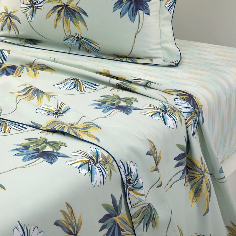 Flat Sheet - Yves Delorme Tropical Green Bedding - Organic Cotton at Fig Linens and Home