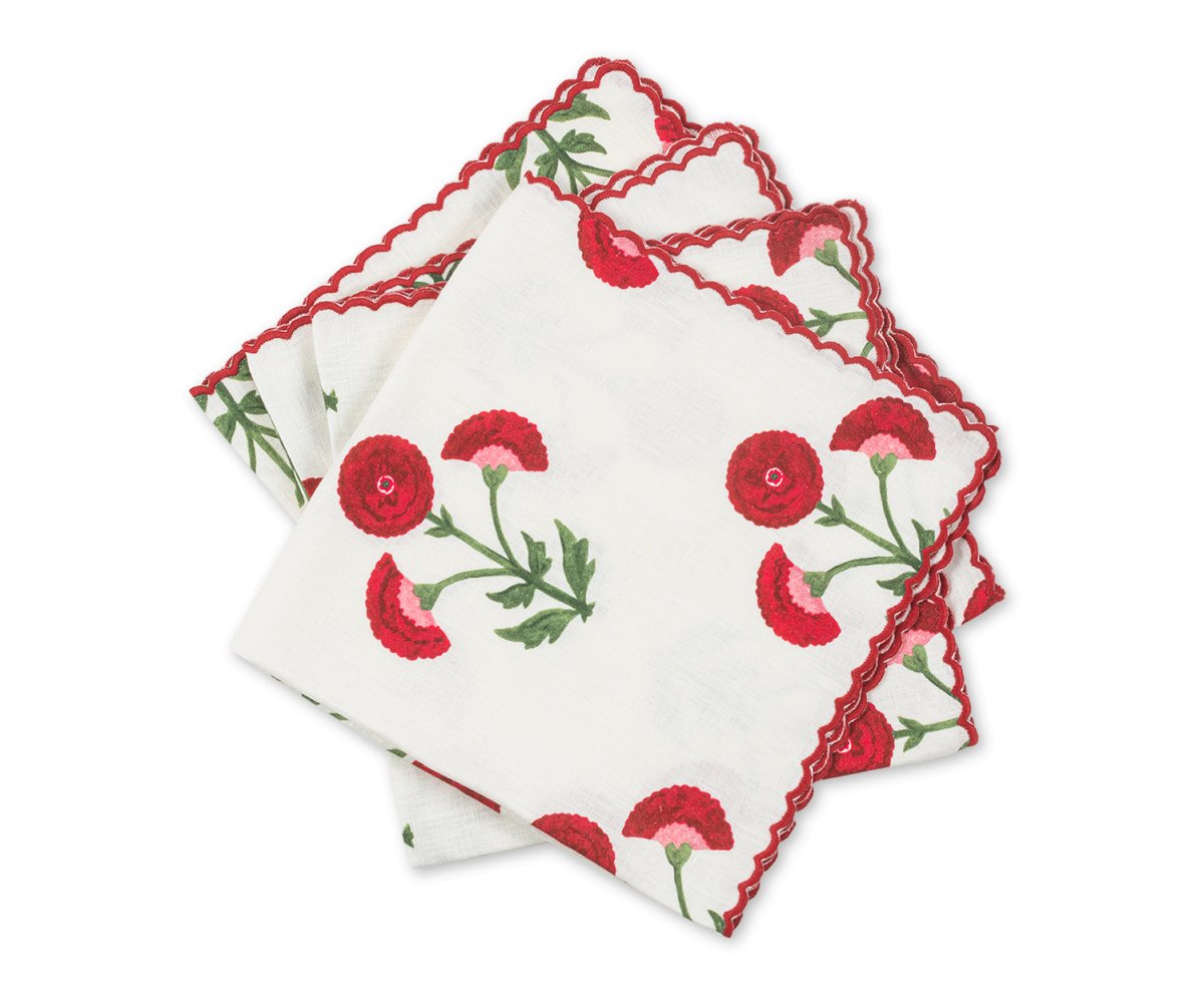 Gisele Scarlet Red Napkins by Matouk Schumacher at Fig Linens and Home
