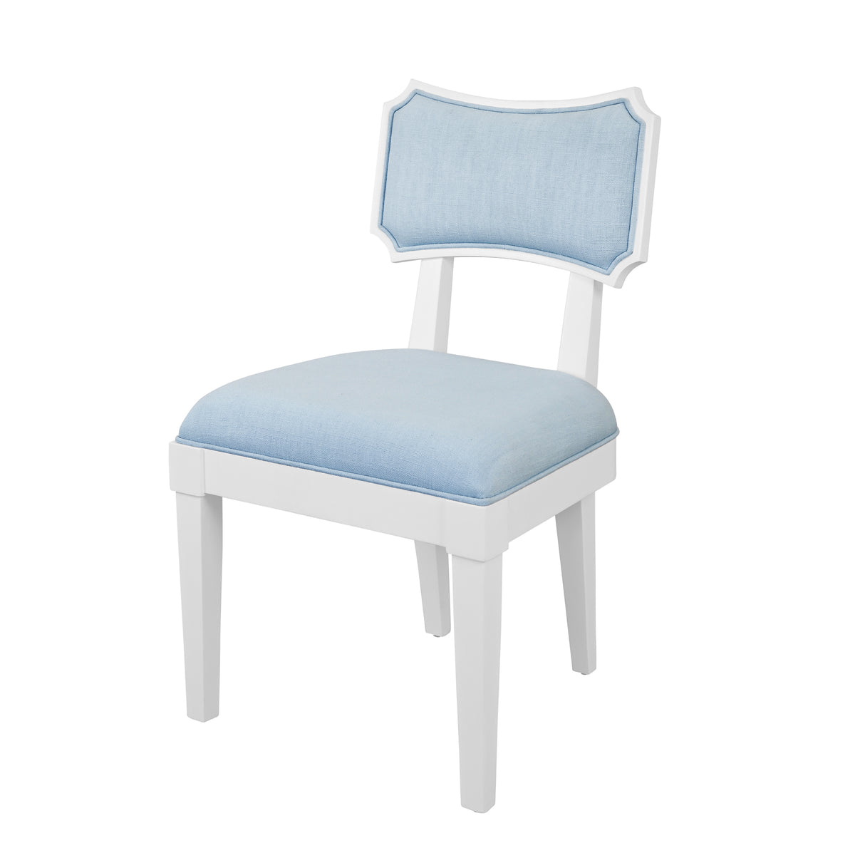 Hayden Light Blue Dining Chair | Worlds Away Bow Back Chair Angle View at Fig Linens and Home