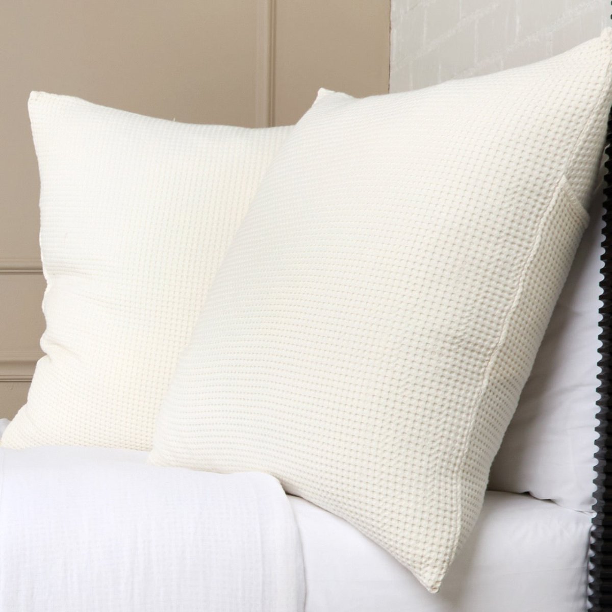 Lifestyle Photo of Balboa Ivory Blankets & Shams - Pom Pom at Home at Fig Linens & Home