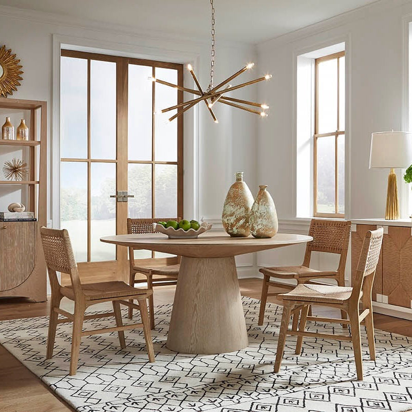 Monroe Rattan Wrapped Dining Chair in Matte Cerused Oak by Worlds Away