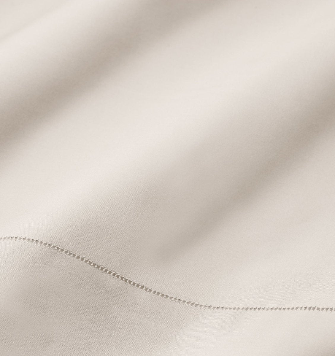 Hemstitch Detail on Sferra Celeste Percale Bedding Bone at Fig Linens and Home