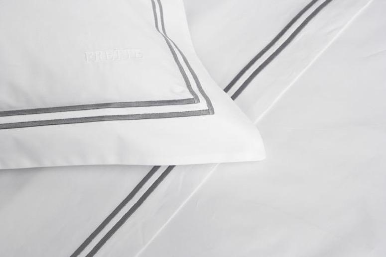 Frette Hotel Classic Grey Detail of Bedding | Fig Linens