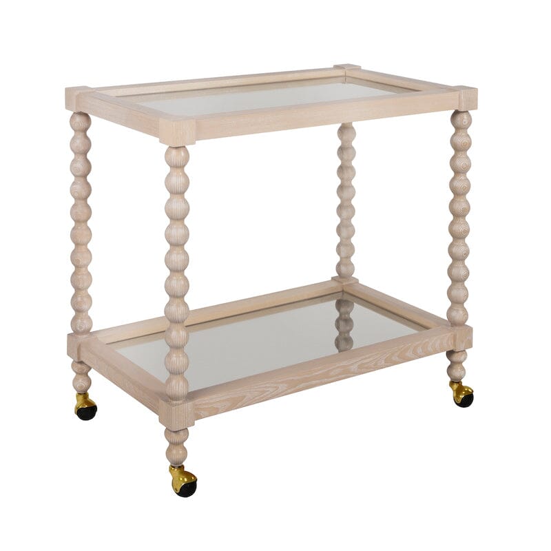 Bar Cart Angle - Isadore Light Cerused Oak Bar Cart by Worlds Away at Fig Linens and Home