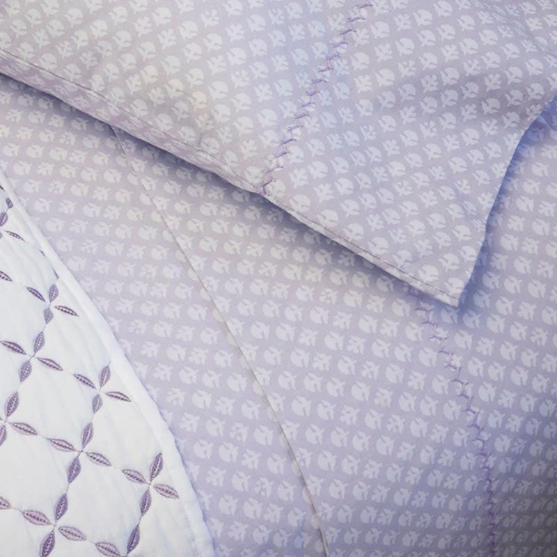 Sheet Sets - John Robshaw Bindi Lavender Sheets | Organic Cotton Bedding at Fig Linens and Home