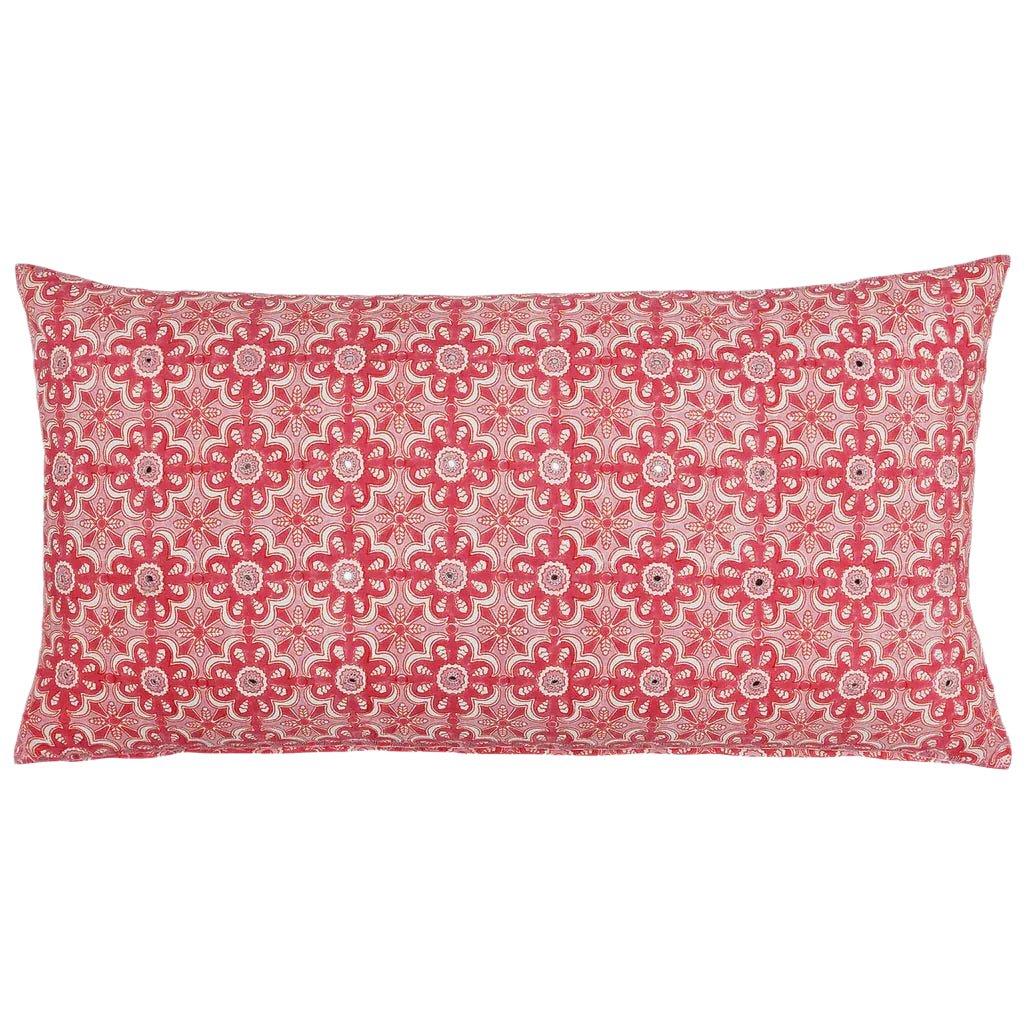 John Robshaw Bolster Pillow - Virat Azalea Lotus Pink Large Rectangular Pillow - Fig Linens and Home 1