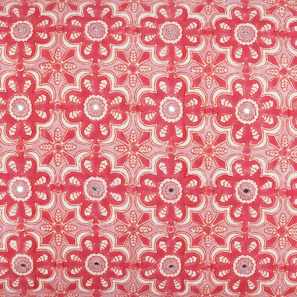 John Robshaw Textiles Bolster Pillow - Virat Azalea Lotus Pink Large Rectangular Pillow - Fabric Swatch