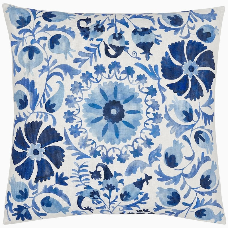 Throw Pillow - John Robshaw Textiles - Bruv Outdoor Euro Pillow in Indigo Blue - Fig Linens and Home