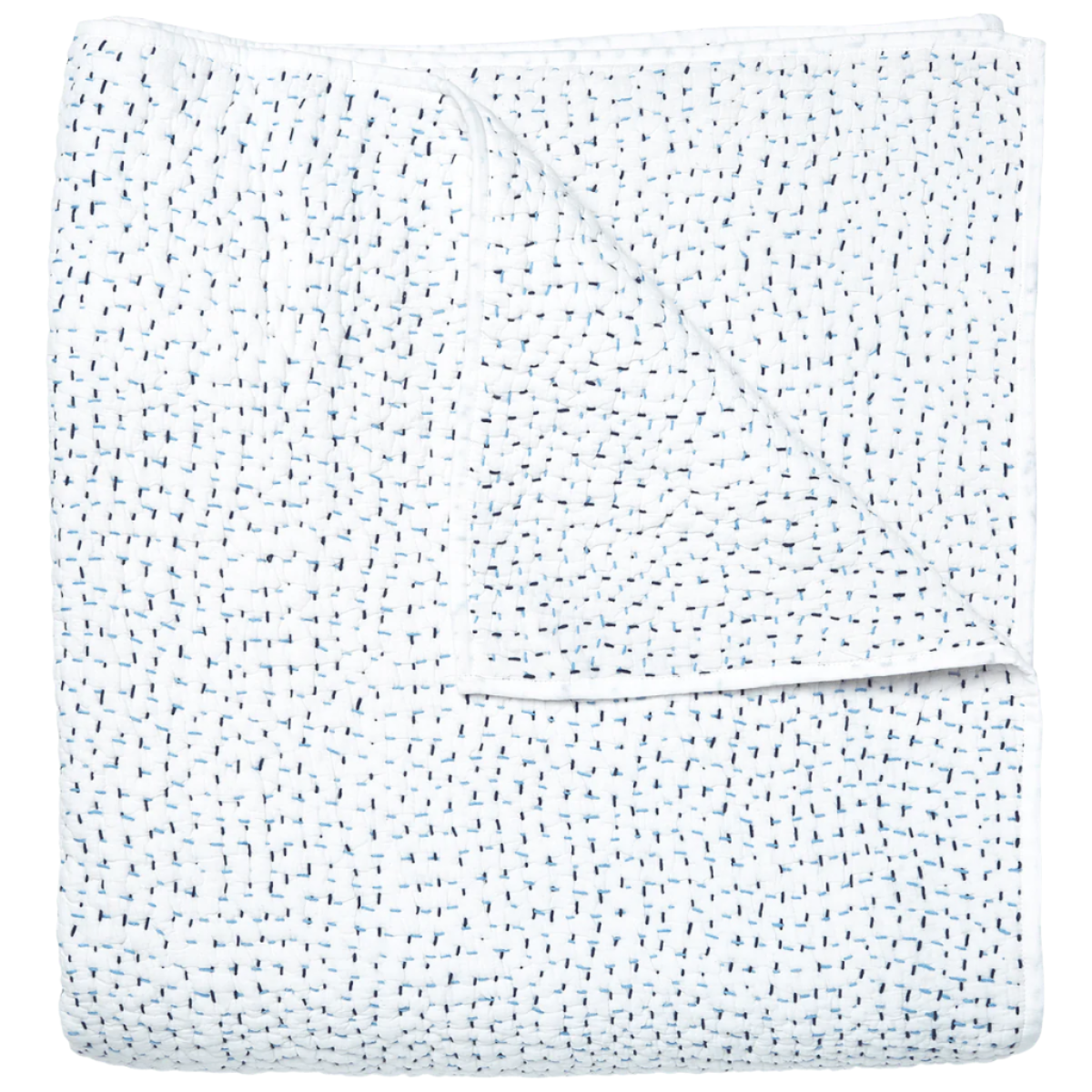 Fig Linens - Hand Stitched Light Indigo Coverlet by John Robshaw