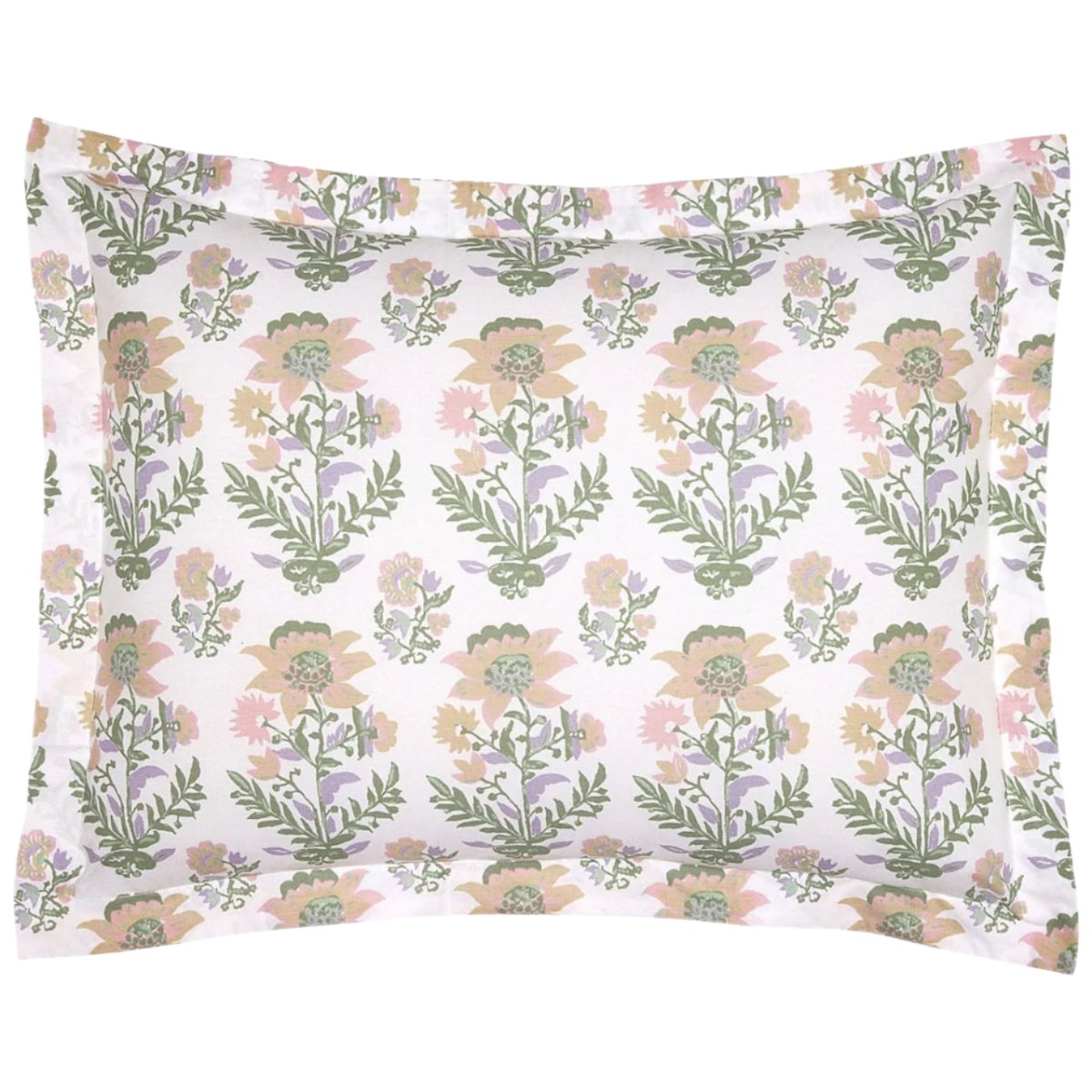 Pillow Sham - John Robshaw Hina Sage Green & Tangerine Bedding at Fig Linens and Home
