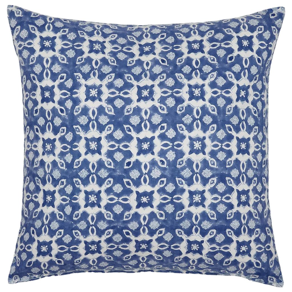 John Robshaw Throw Pillow - Azure Blue Square Decorative Pillow at Fig Linens and Home