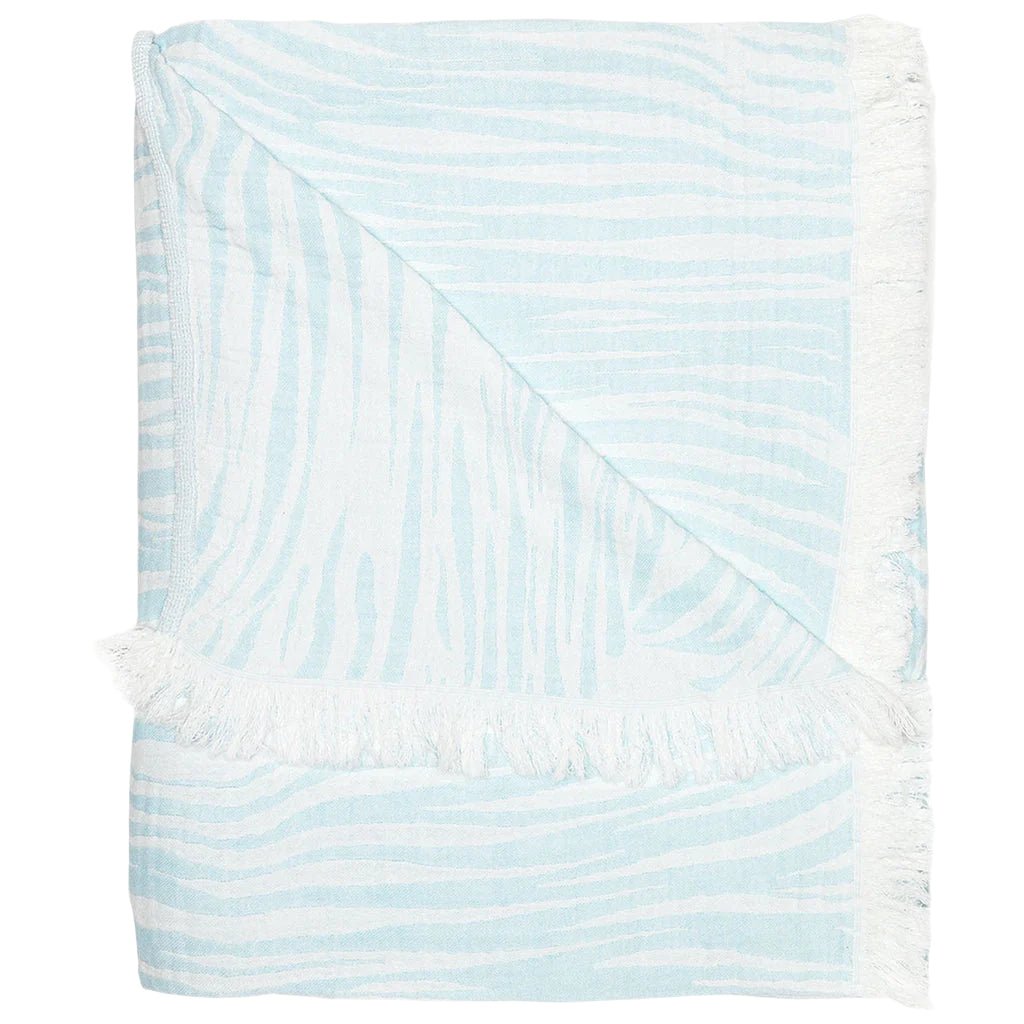 John Robshaw Throw Blanket - Daasu Light Indigo Blue Throw at Fig Linens and Home