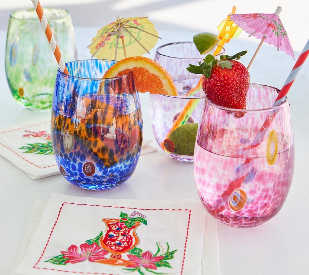 Kim Seybert Tropicana Cocktail Napkins set of 6 in Box - Lifestyle 2