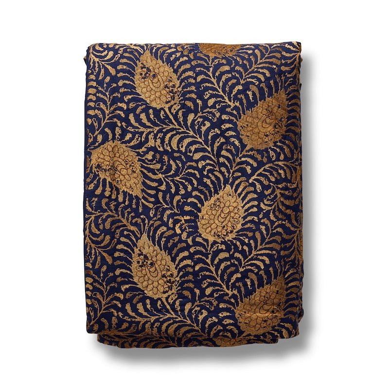 THrow Kinrande Marine/Gold Throw | The Met x Ann Gish at Fig Linens and Home