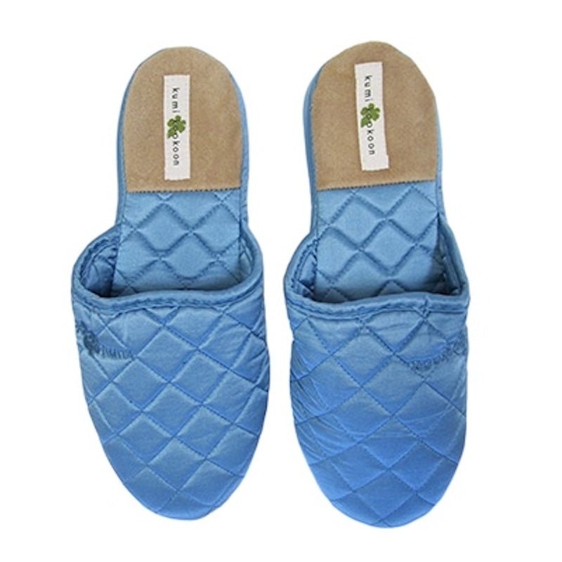 Kumi Kookoon Kumi Kookoon Quilted Silk Slippers - Bluebird Small at FIG LINENS AND HOME - 11