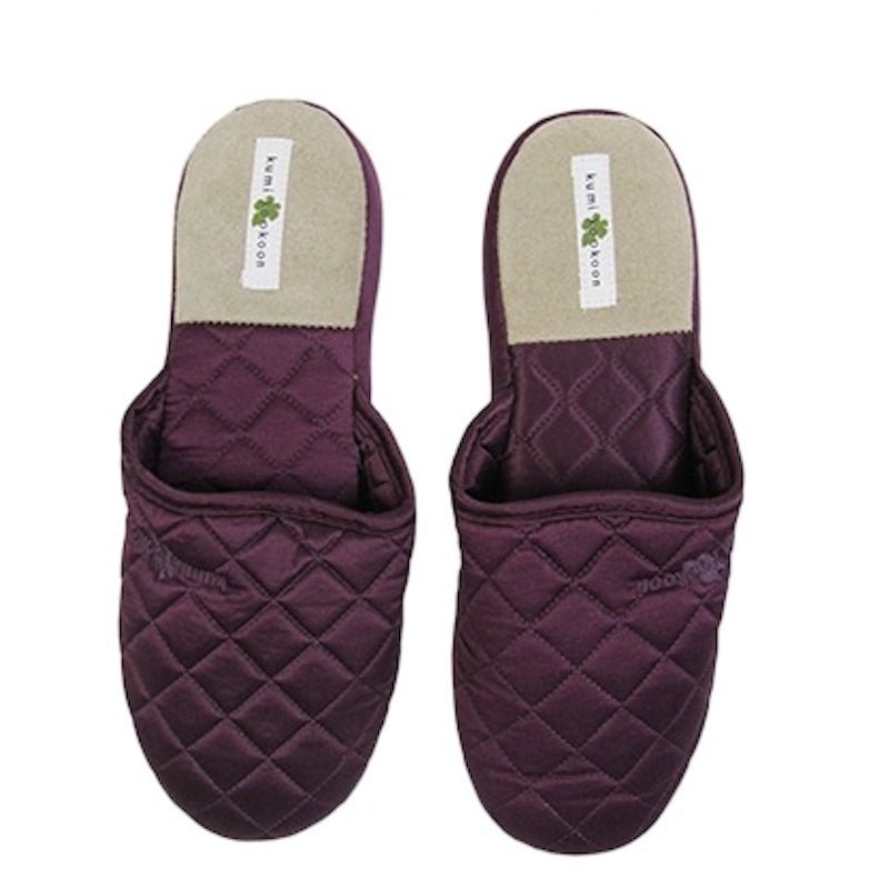 Kumi Kookoon Kumi Kookoon Quilted Silk Slippers - Merlot Small at FIG LINENS AND HOME - 10