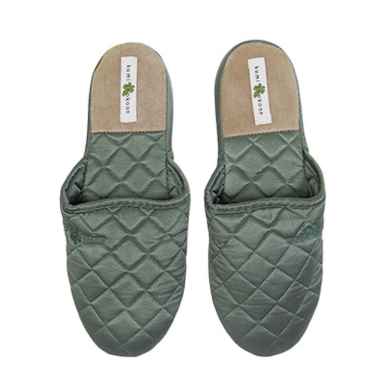 Kumi Kookoon Kumi Kookoon Quilted Silk Slippers - Smoke Small at FIG LINENS AND HOME - 8
