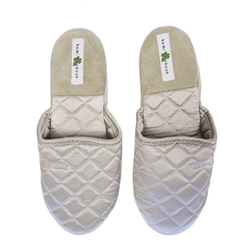 Kumi Kookoon Kumi Kookoon Quilted Silk Slippers - Smoke Small at FIG LINENS AND HOME - 7