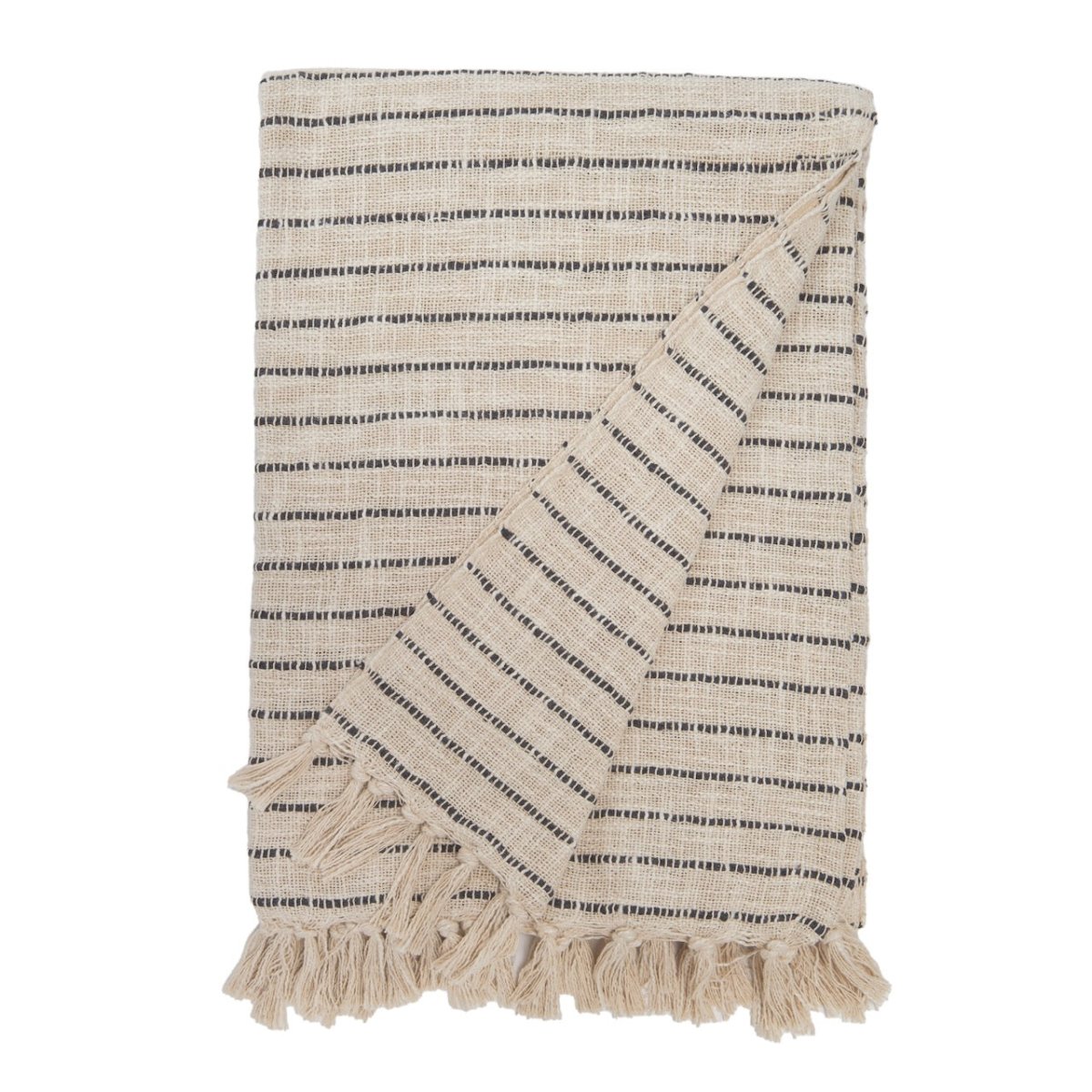 Pom Pom at Home JoJo - Oversized THROW 60" X 90" - IVORY/CHARCOAL - HANDWOVEN
