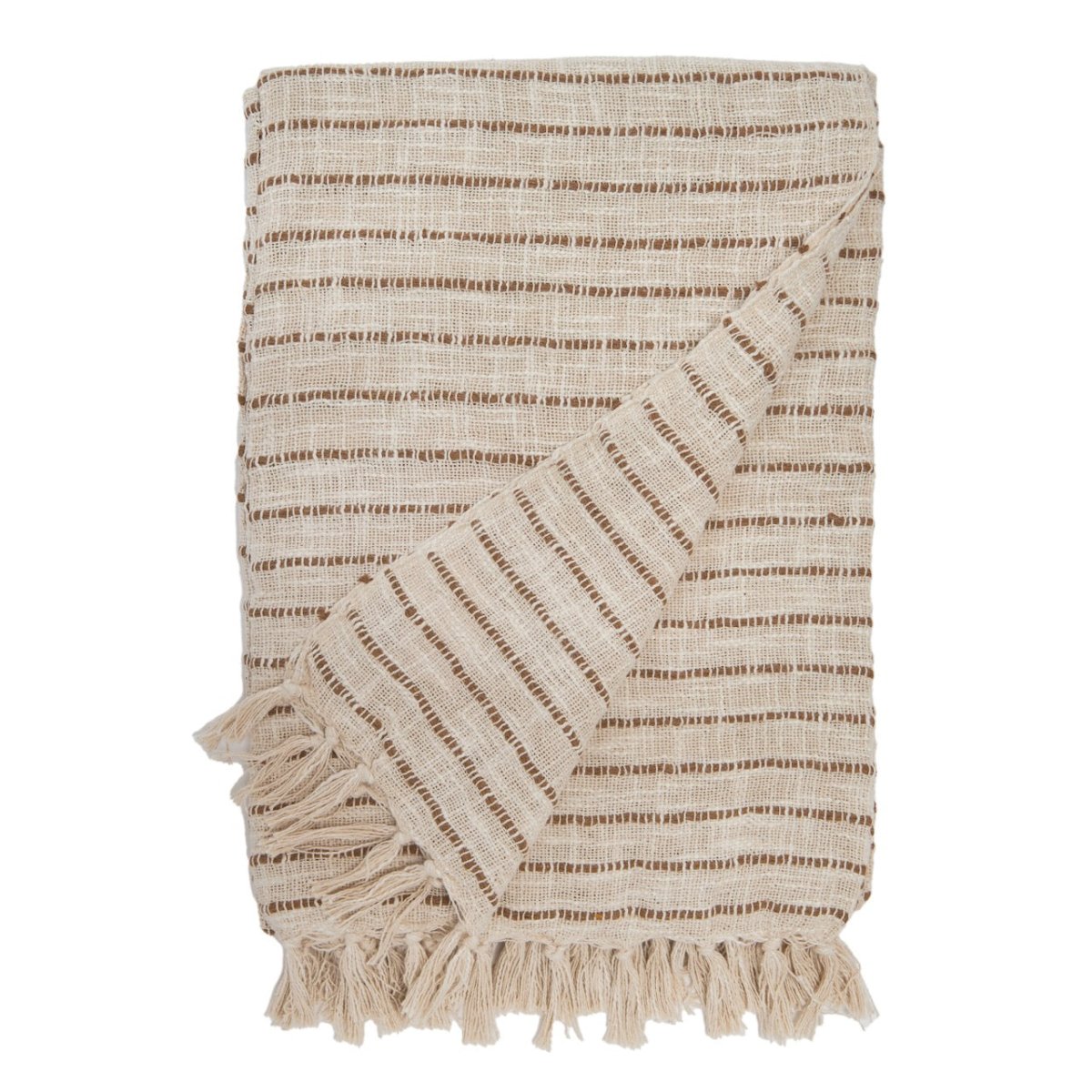 Pom Pom at Home JoJo - Oversized THROW 60" X 90" - IVORY/WALNUT - HANDWOVEN
