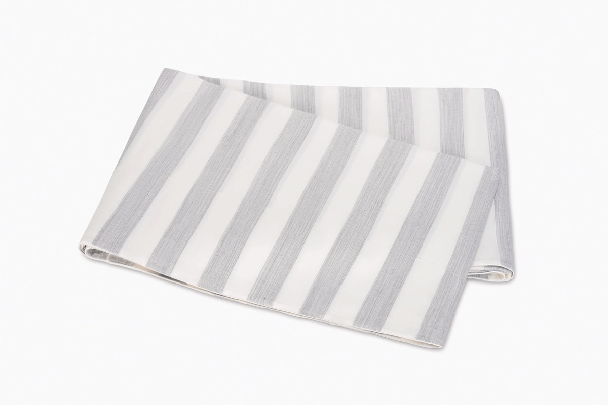 Lana Stripe Silver Flat Sheet | Matouk at Fig Linens and Home
