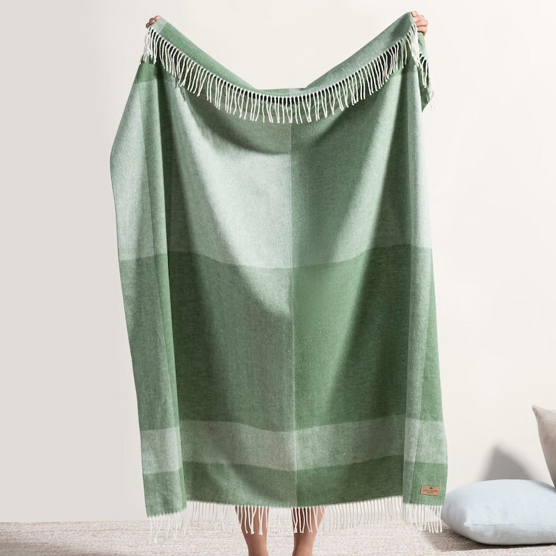 Olive Hampton Plaid Herringbone Throw by Lands Downunder at Fig Linens and Home