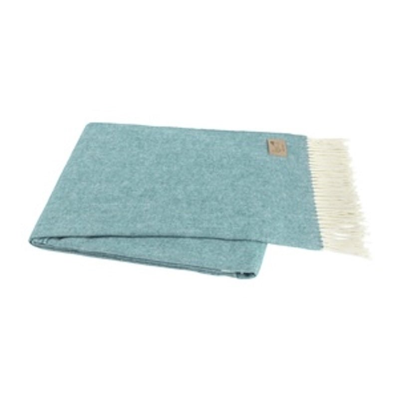 Blue Spruce Italian Herringbone Throw by Lands Downunder - Folded