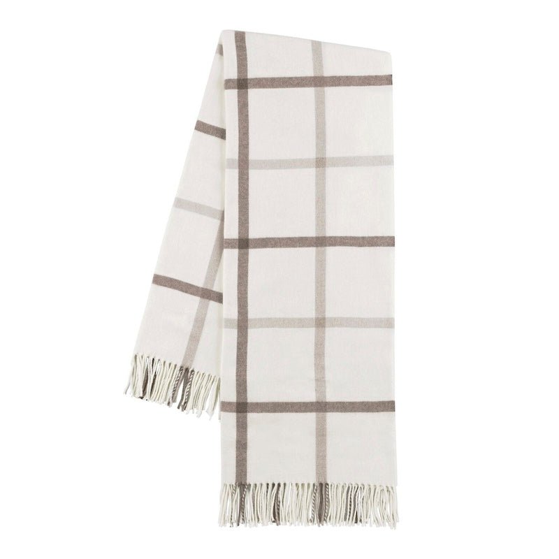 Lands Downunder Plaid Throw - Tattersall Dune and Barnwood Blanket