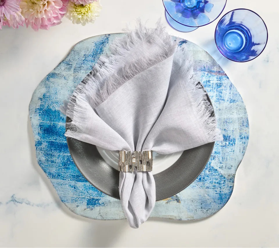 Lazul Blue & Gray Placemat Detail 10 | Kim Seybert at Fig Linens and Home