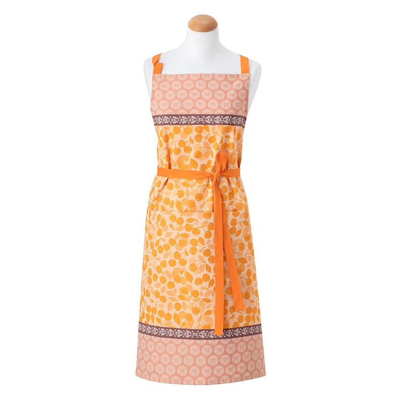 Apron - cerises orange apron by le jacquard français