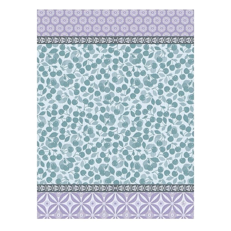 Tea Towel - cerises blue tea towel by le jacquard français at Fig Linens and Home