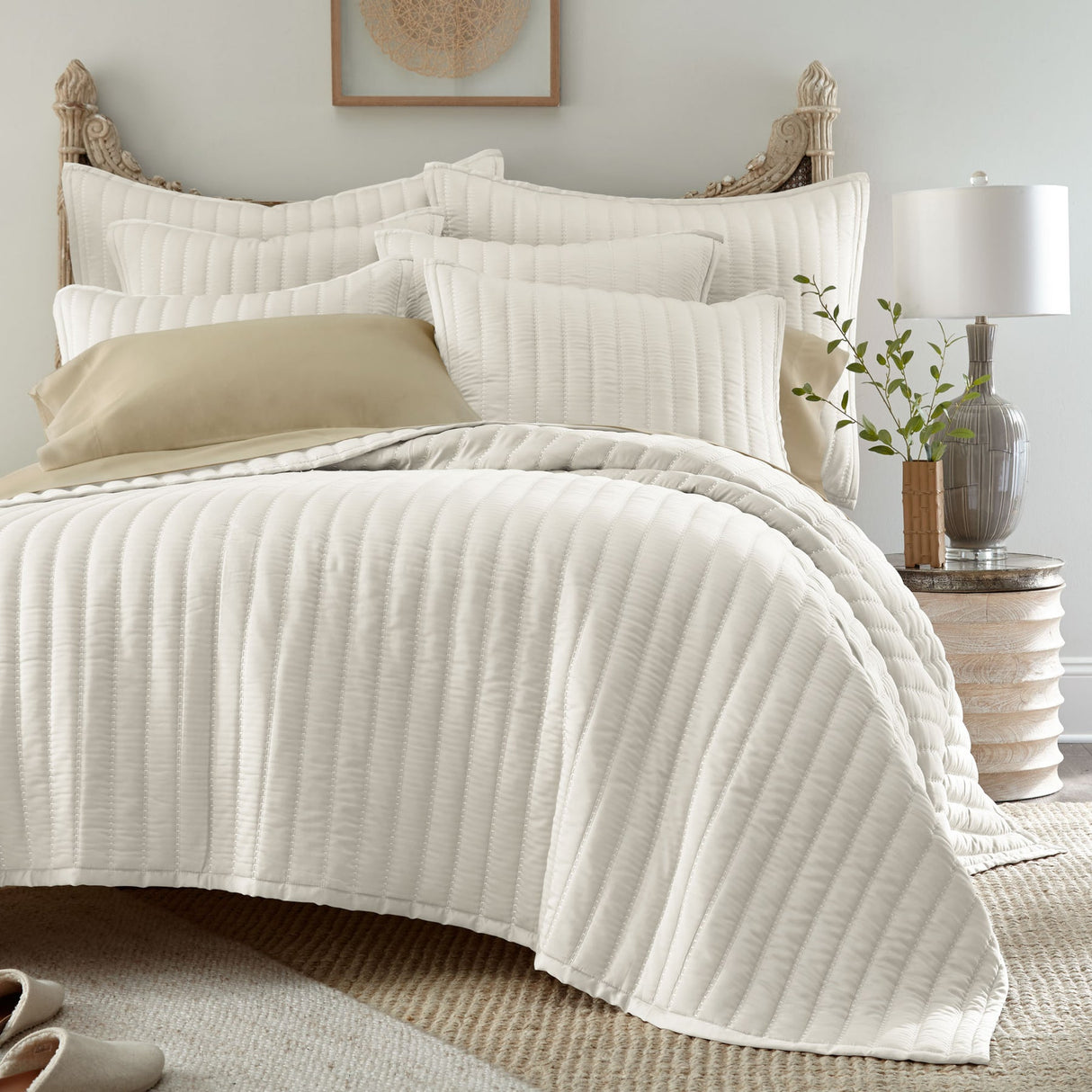 Urban Bamboo White Quilt - Lili Alessandra Quilted Coverlet at Fig Linens and Home 1