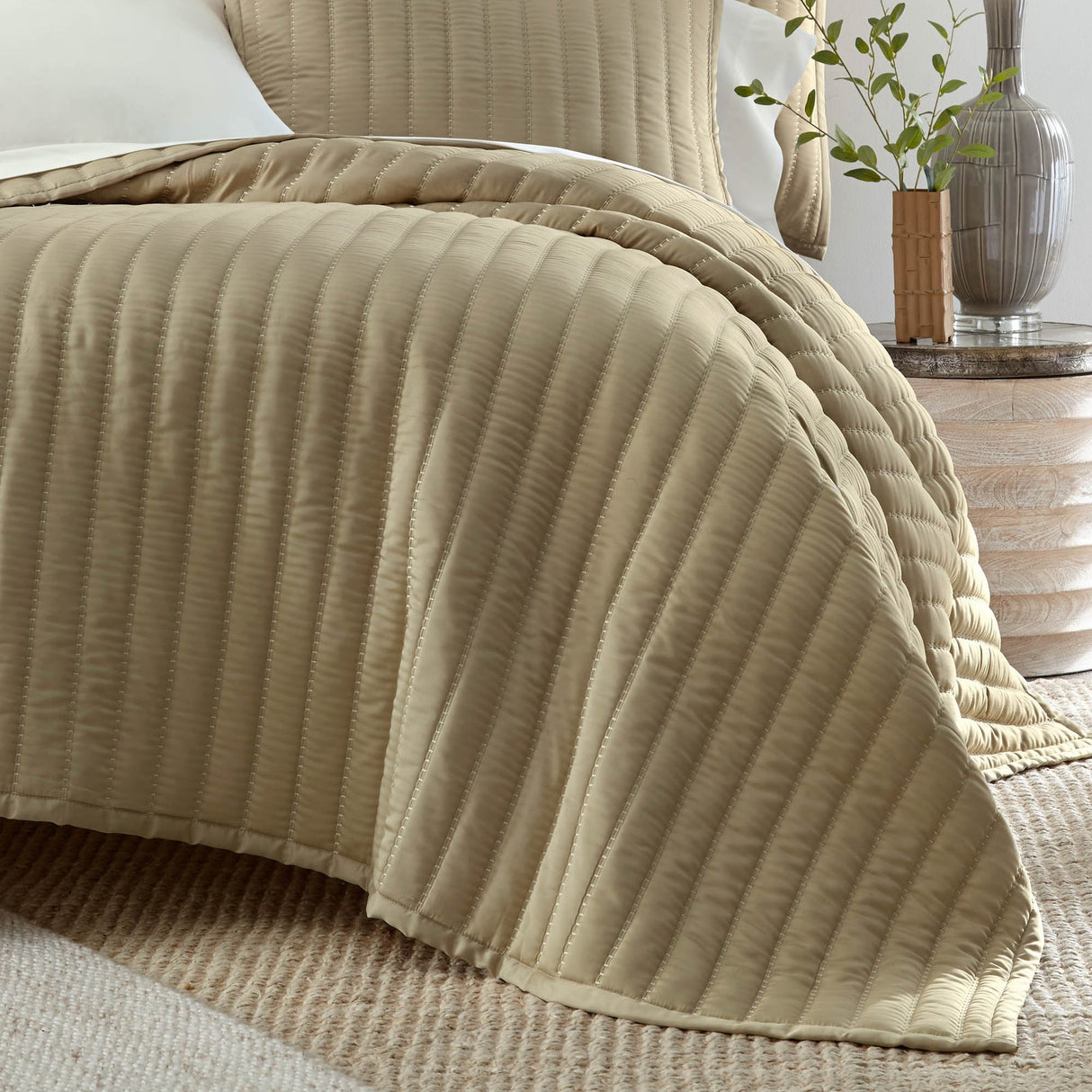 Urban Bamboo Champagne Quilt - Lili Alessandra Quilted Coverlet at Fig Linens and Home 2