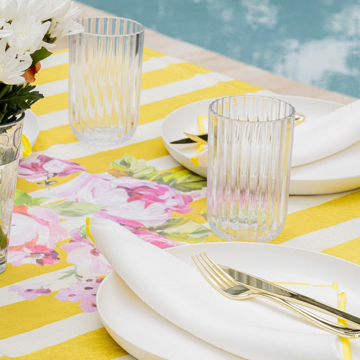 Lily of the Valley Yellow & Green Tablecloth | Mode Living at Fig Linens and Home