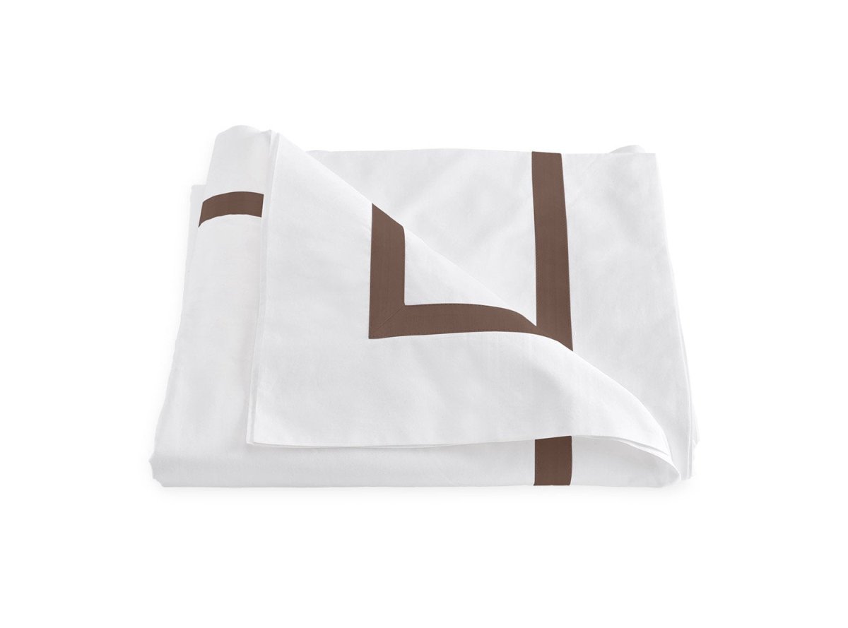 Lowell Mocha Duvet Cover | Matouk Percale Bedding at Fig Linens and Home