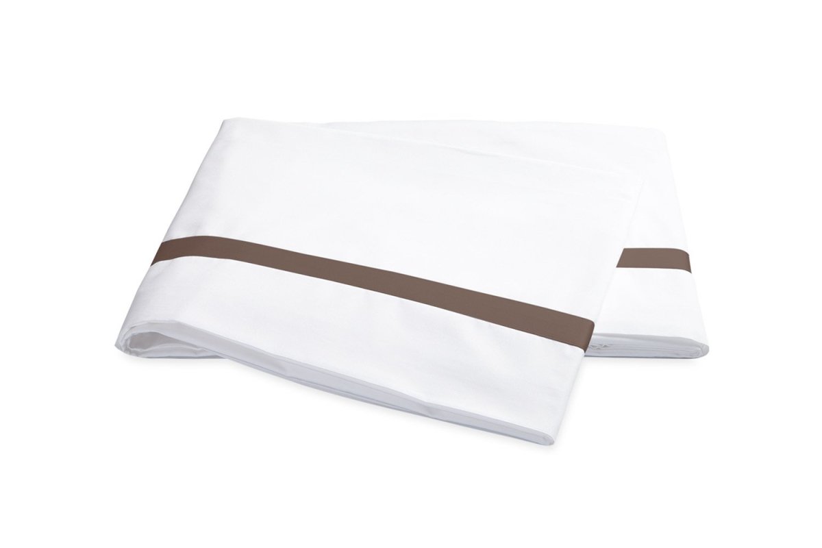 Lowell Mocha Flat Sheet | Matouk Percale Bedding at Fig Linens and Home