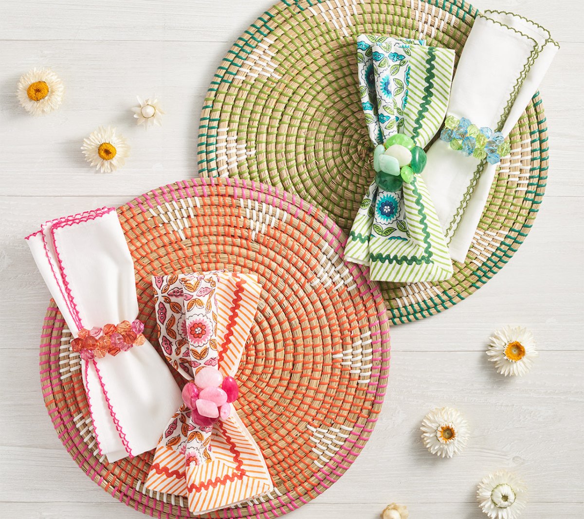 Majorelle Placemat in Green Set of 4 by Kim Seybert at Fig Linens and Home 6 shown with other colors