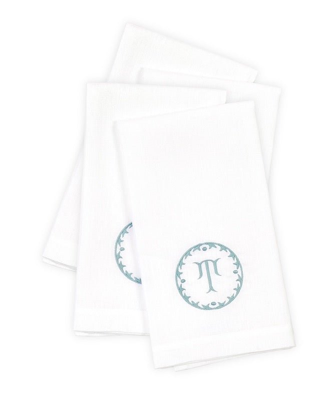 Matouk Carta Linens Guest Towels - Monogrammed in Letter T