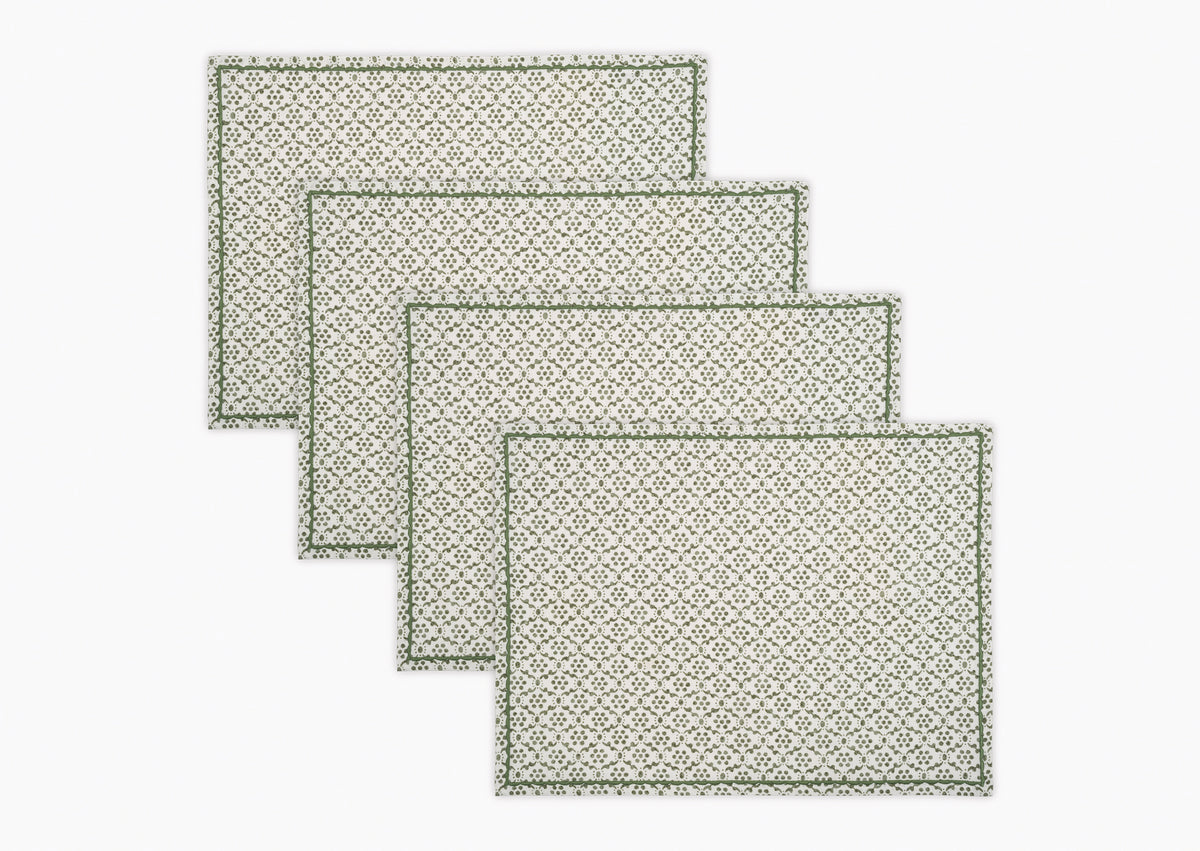 Laksha Clover Green Placemats Set of 4 by Matouk Schumacher at Fig Linens and Home