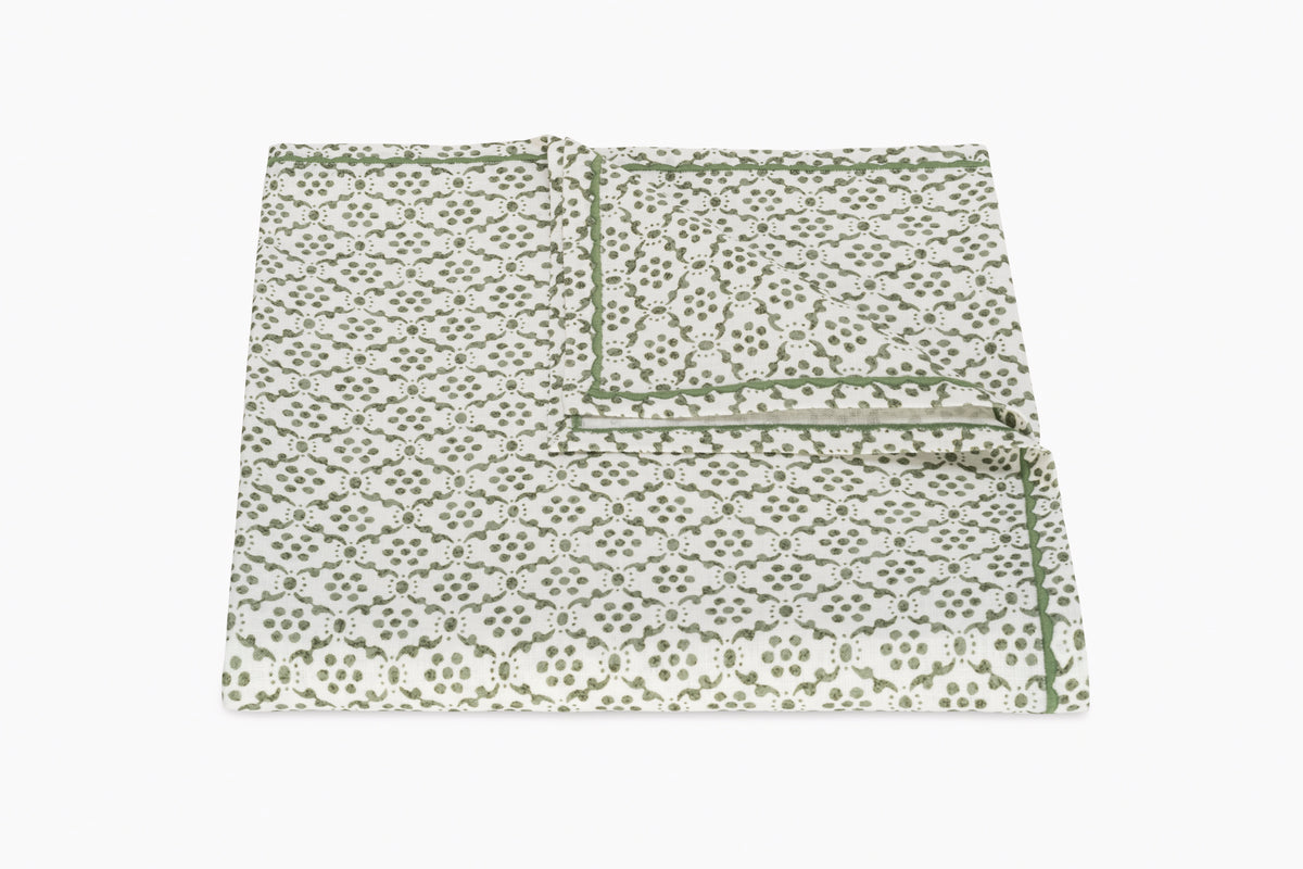Laksha Tablecloth by Matouk Schumacher in Clover Green at Fig Linens and Home